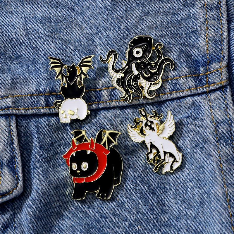 Halloween Diablo Octopus Pegasus Skull Demon Clothes Ornaments Accessories Paint Brooch