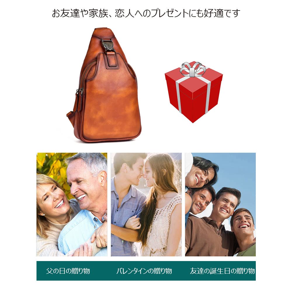 Whatna Antik-Stil Gegerbtes Natur-Rindsleder Umhängetasche Ein-Schulter-Tasche für Herren, Echtes Leder, Dick, 13547 (Braun B)