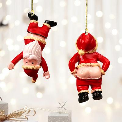Vtipná vánoční ozdoba Santa zadek 2D Nahý zadek Santa Claus Závěsná dekorace Zlobivé dárky pro vánoční party dekoraci