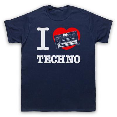 I Love Techno 808 Drum Machine Detroit House Music Maglietta Uomo e Donna