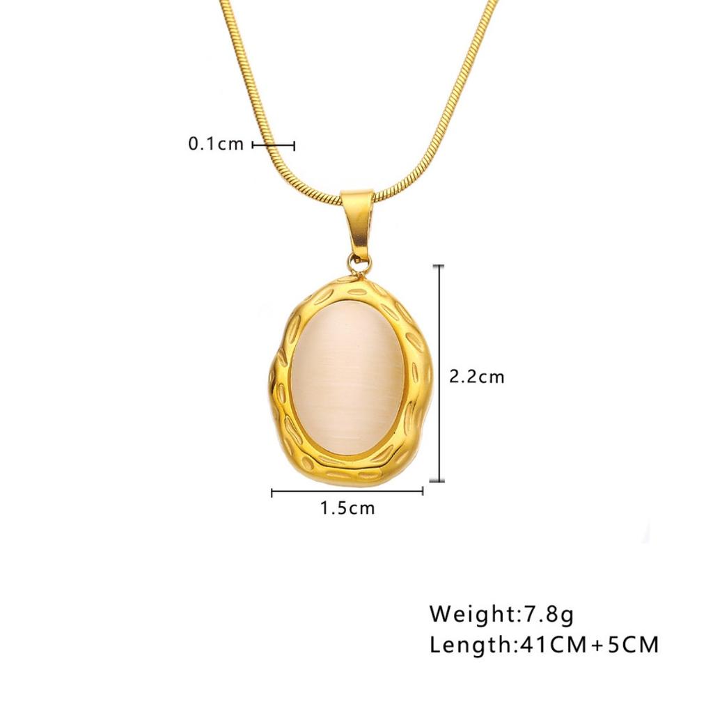 Opal Pendant Necklaces, Stainless Steel Gold Color Necklace Women, Minimalism Luxury Style Jewelry Accessories Chain Banquet