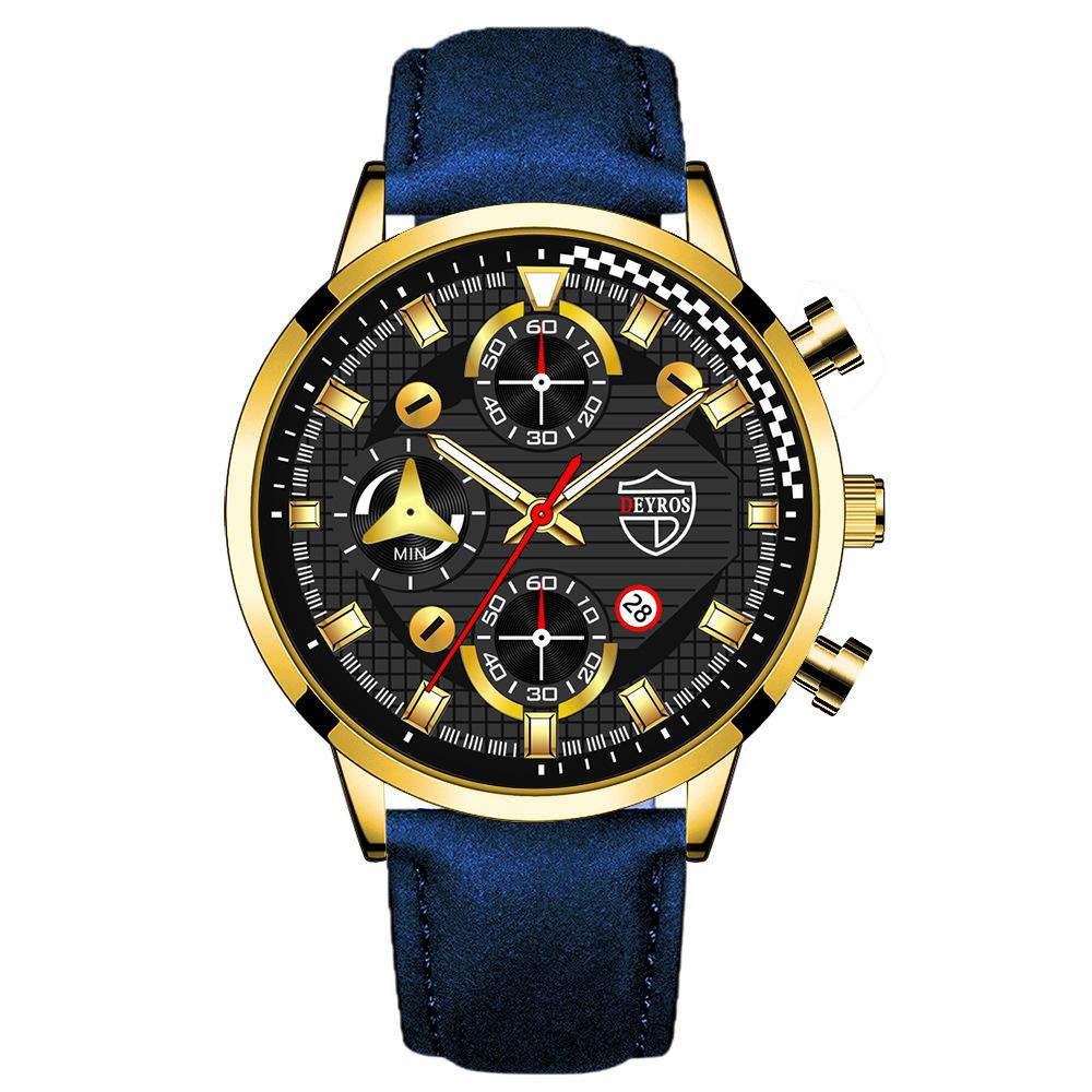 Steel Belt Watch Men'S Trend Fashion Quartz Watch Calendar Luminous