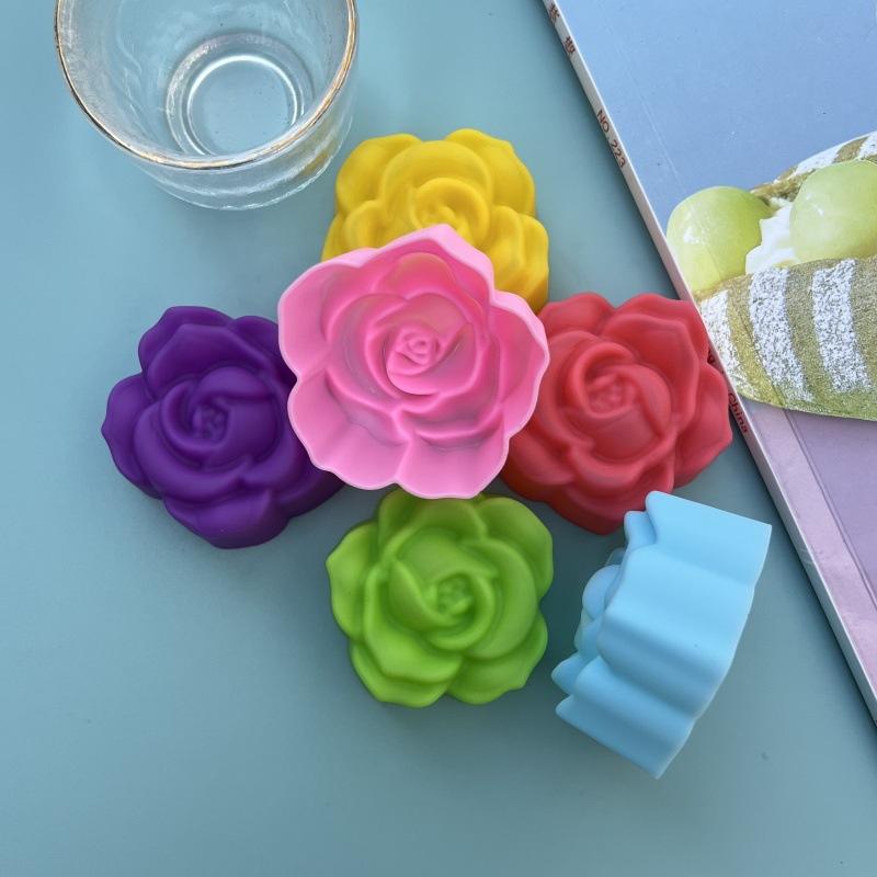 20 pcs/lot 5cm New Rose Flower Silicone cake mold silicone chocolate mold flowers cupcake liners DIY Kitchen baking tools