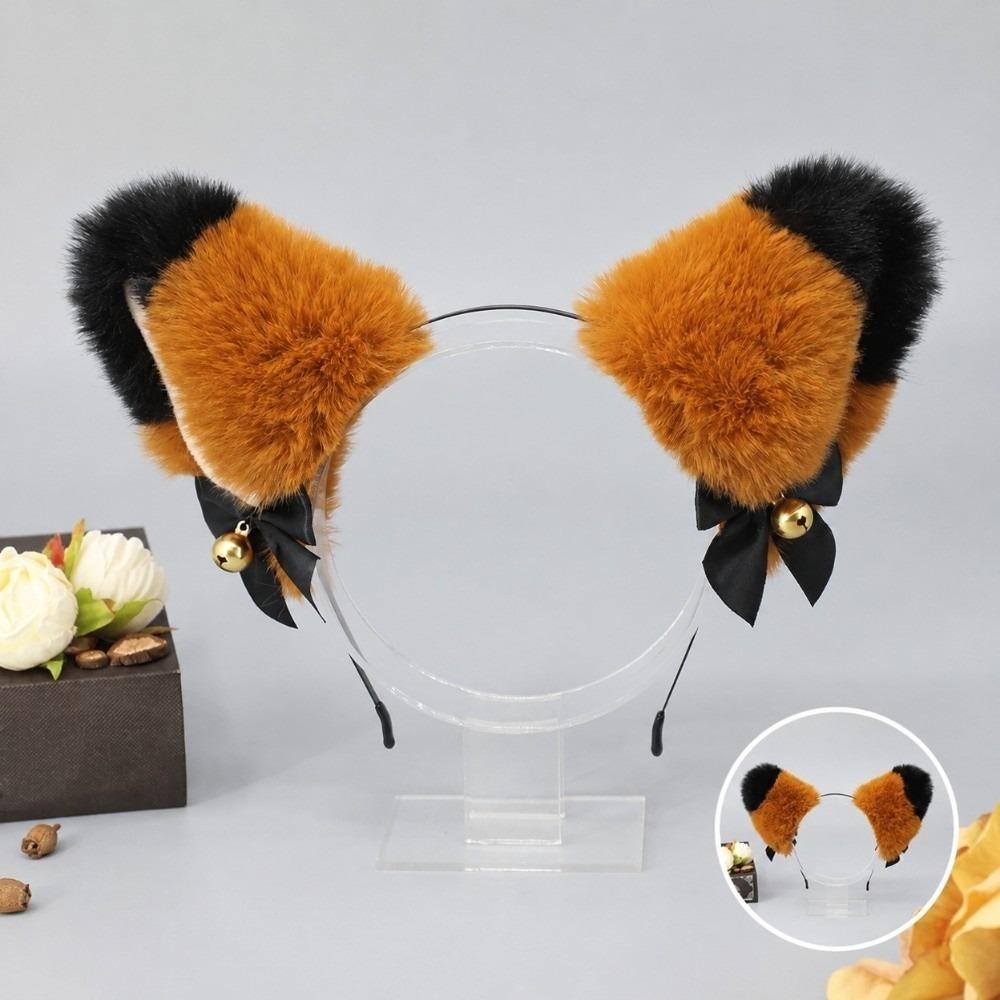 Handmade Fox Ears Hairband Ribbon Bow Animal Cosplay Hair Band Cat Ear Headband  Hair Accessories