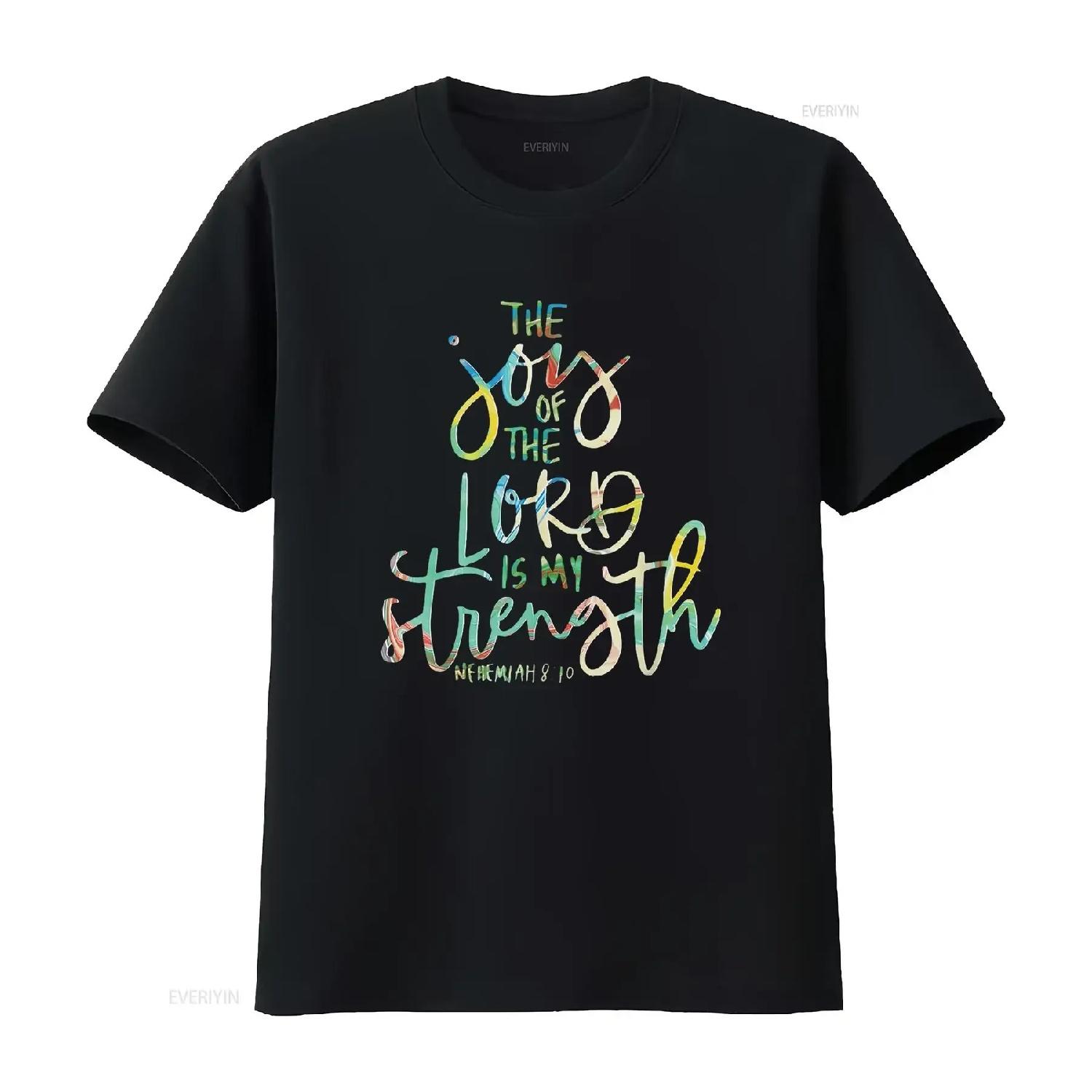 

Womens The Joy Of Lord Is My Strength Confirmation T Shirt vintage Washed Top For Everyday Wear Versatile Casual Breathable S чёрный