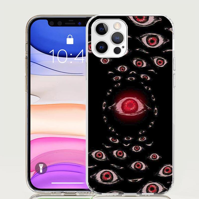 Scary Face Eyes Phone Case For iPhone 17 Air 16 15 Plus 11 14 Pro Max 13 Mini 12 7 8 + SE Pattern Art Customized Cover 17 Air 16