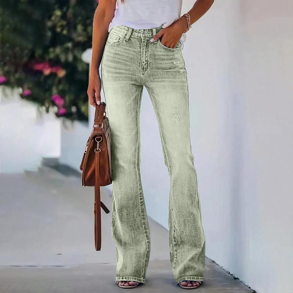 Damen Retro Straight Leg Micro Flared Jeans