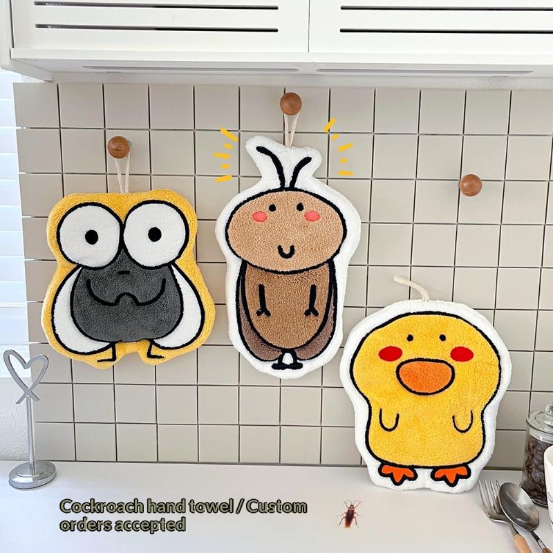 Cartoon Hand Towel Wall Hanging Towel Thick Soft Handkerchief Rag For Kitchen Bathroom Washing Hands Cloth