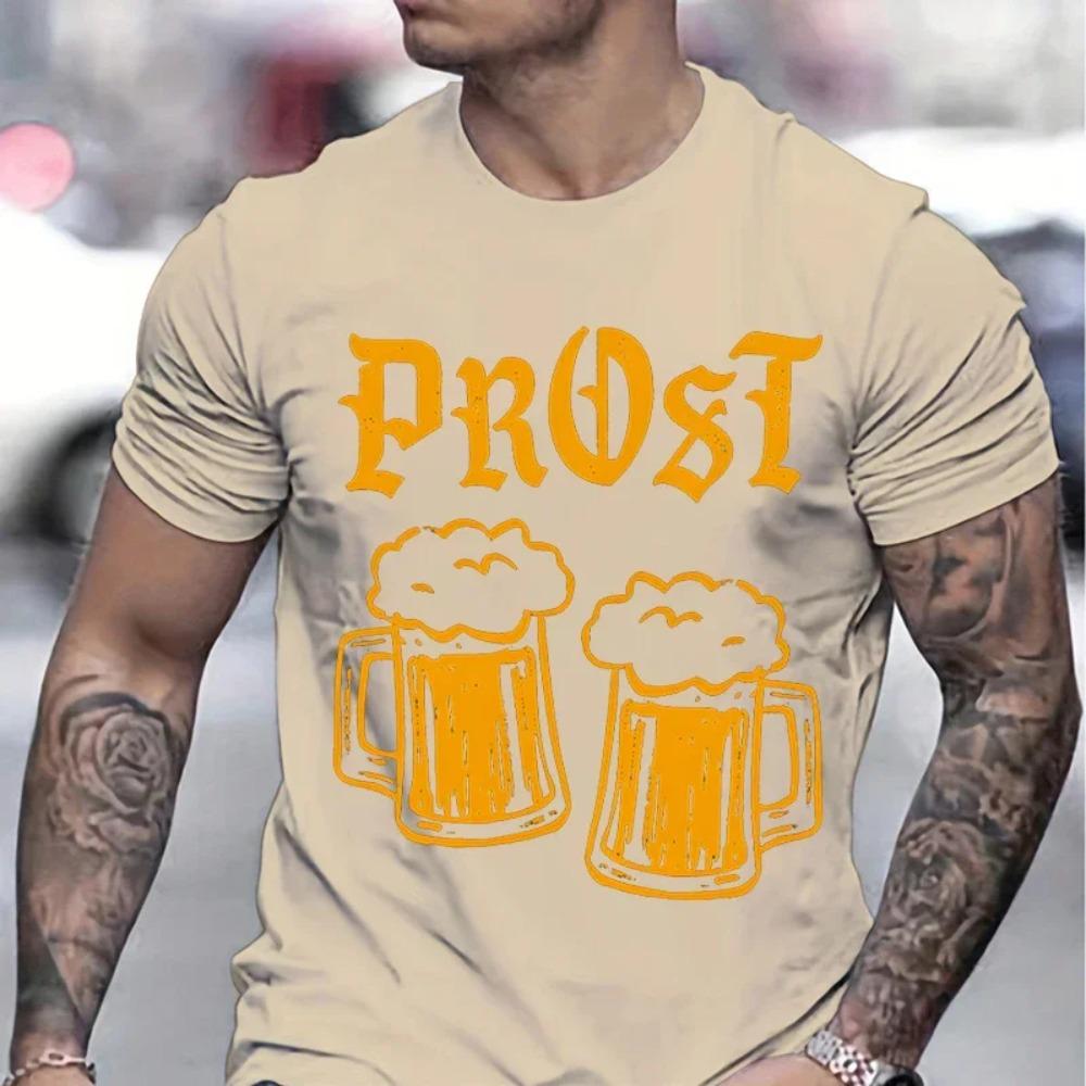 Beer Celebration Graphic Design Gifts T-shirt Men Cheers Beers Print Summer Casual Tops Man Beer Lover Essential Classic Tops