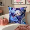 Game Genshin Furina Cushion Cover Pillowcase Short Plush Invisible Zipper Room Sofa Cushion Cover