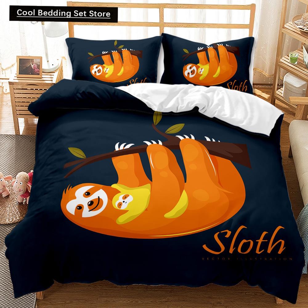 Cartoon Sloth Duvet Cover King Queen Funny Animal Bedding Set for Kids Wildlife Polyester Quilt Cover Children Birthday Gifts