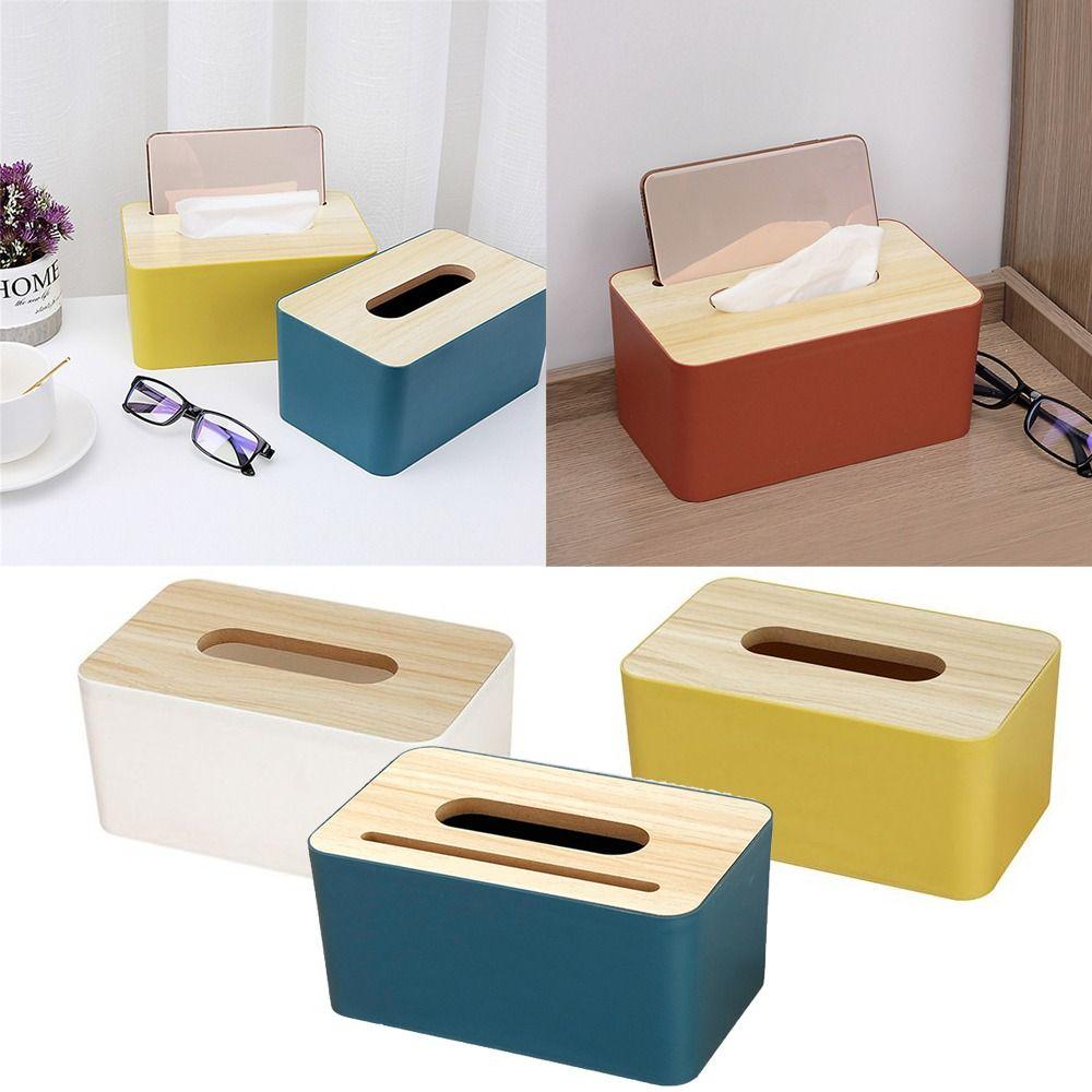 

Аксесуари для ванної кімнати Дерев яні коробки для серветок Футляр для зберігання паперу Тримач серветок Прикраса столу white-Without card slot