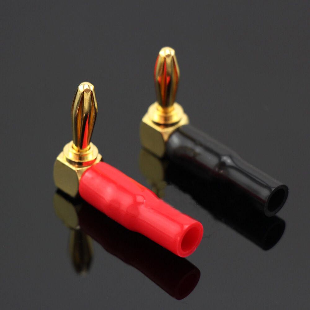 Cheap 8pcs 4mm Right Angle Banana Plugs Audio Speaker Cable Connector