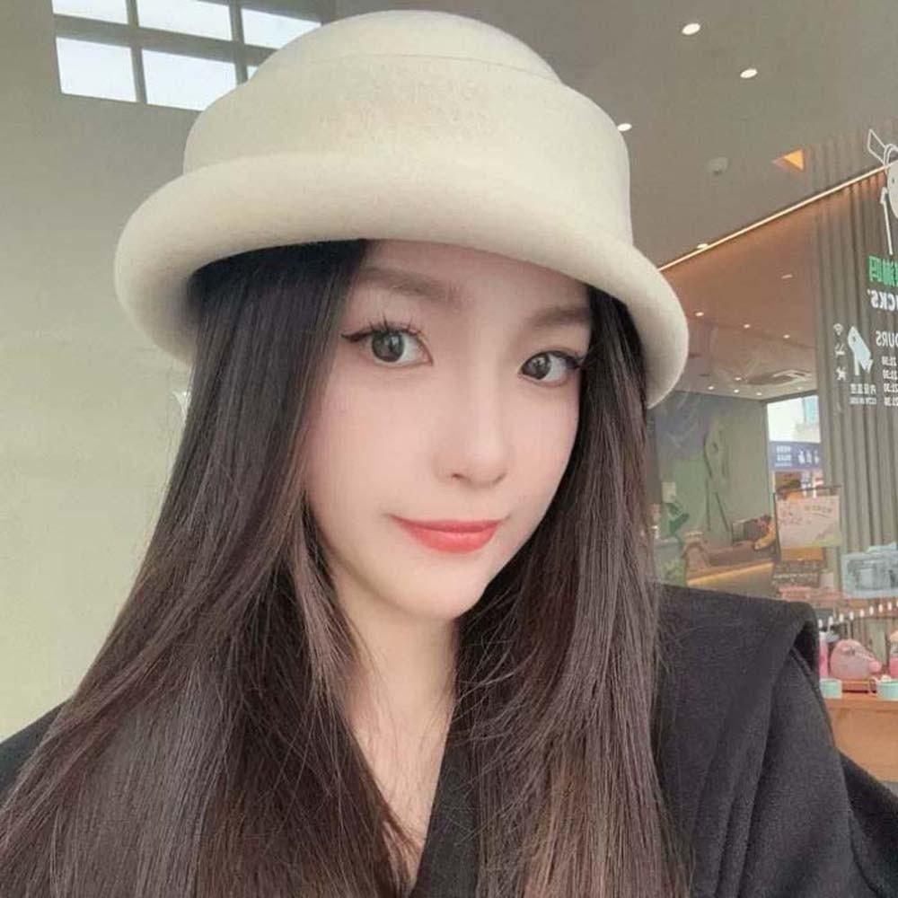 Versatile British Top Hat Beret Woolen Formal Hat Princess Hat Woolen Rolled Edge Cap Fashion Show