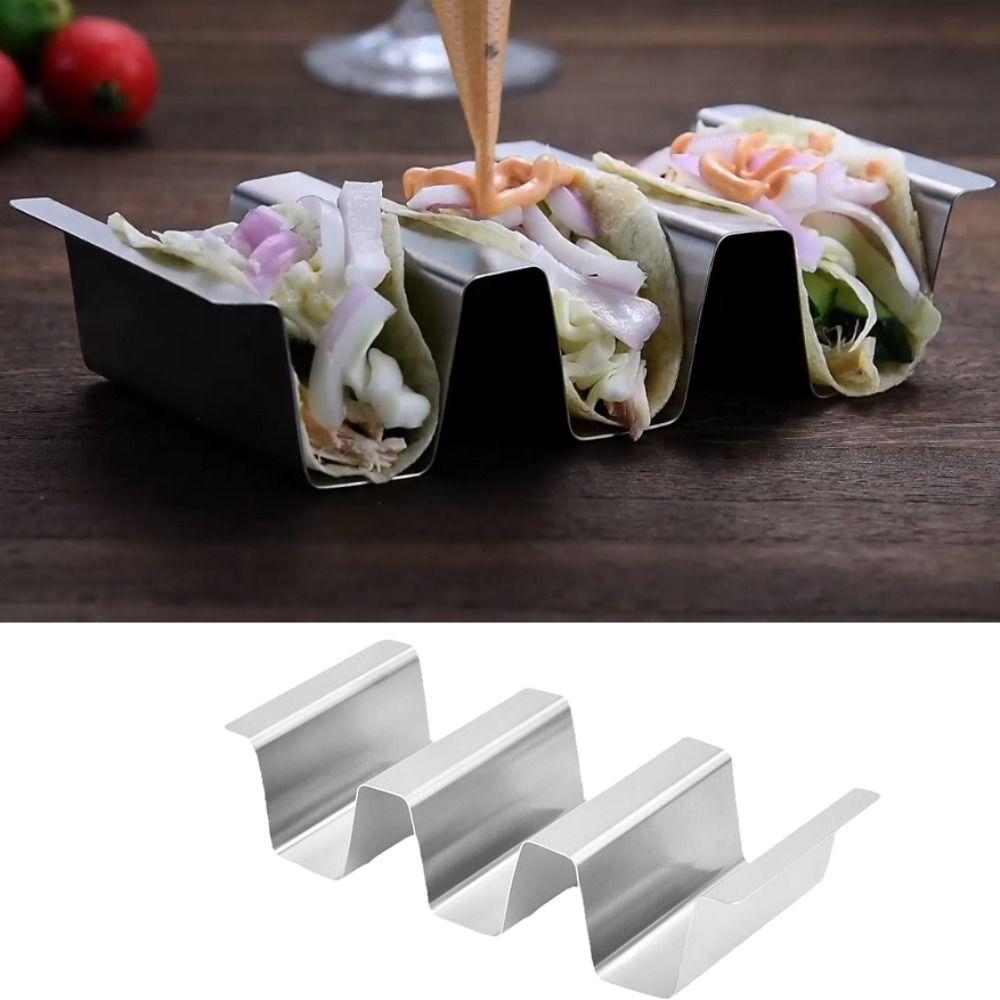 

U Shape Taco Holder Stand Stainless Steel Tortilla Stand Taco Rack Tray Restaurant срібний