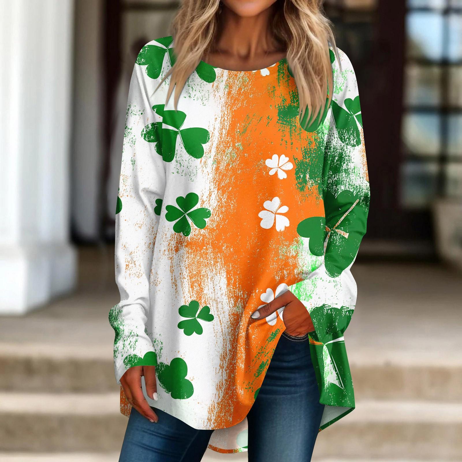 

Женская свободная футболка с круглым вырезом и длинными рукавами, топ-пуловер с длинными рукавами XXXL оранжевый