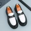 Fashion Spring Men's Design Comfortable Classic Round Head White Le Fu Shoes Wedding Shoes Brand New Men's Business Casual Leather Shoes