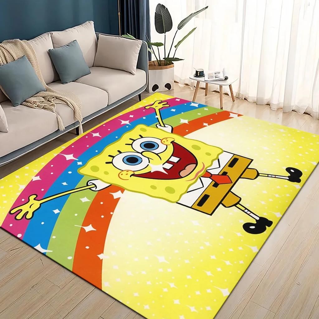 3D Cartoon S-SpongeBob Funny Area Rug,Carpet Rug for Living Room Bedroom Sofa Doormat Decoration,kids Non-slip Floor Mat