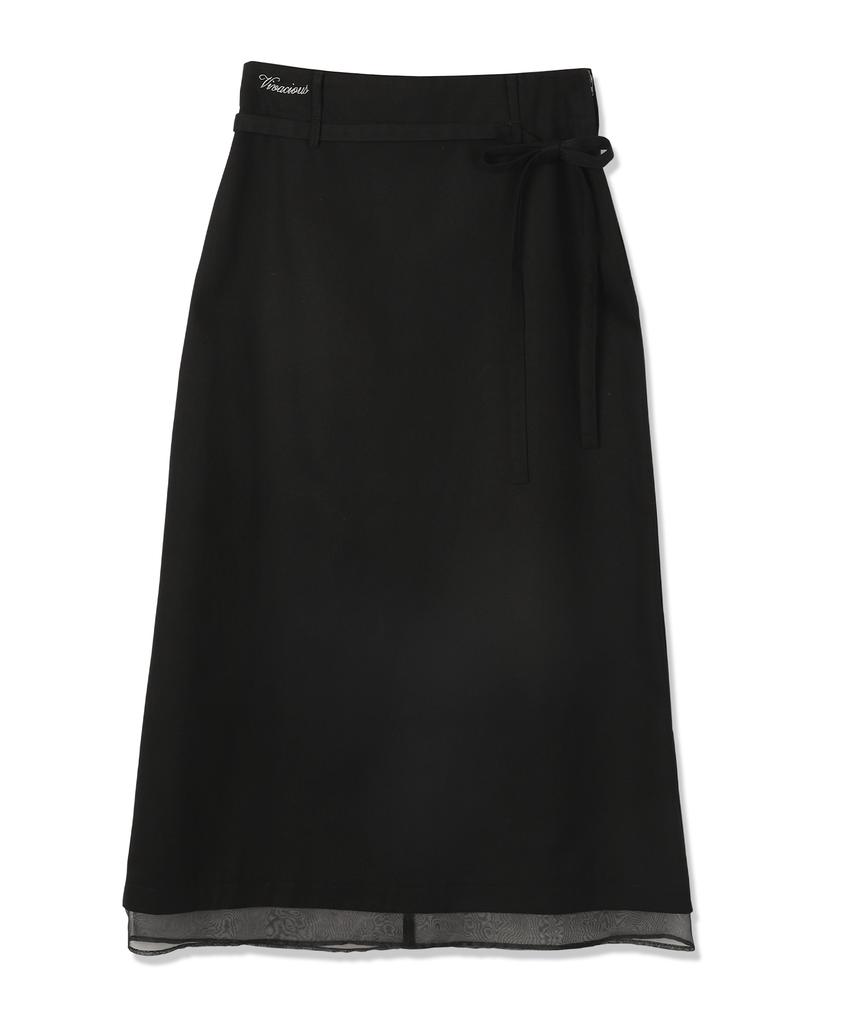 Viva Sers Gaia Oganza Layered Long Skirt White