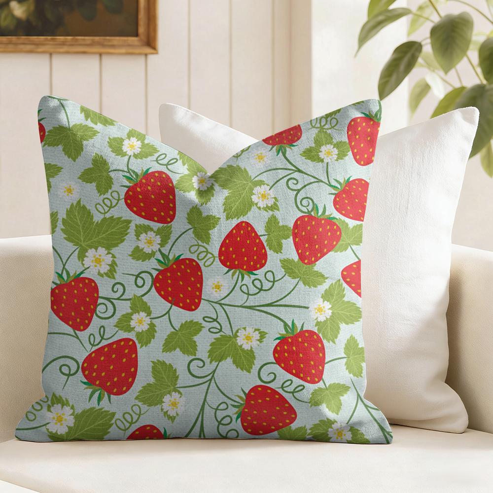 Strawberry Pattern Cushion Cover Natural Linen Pillow Cover DoubleSided Print Cushion Cover for Sofa Home Decor