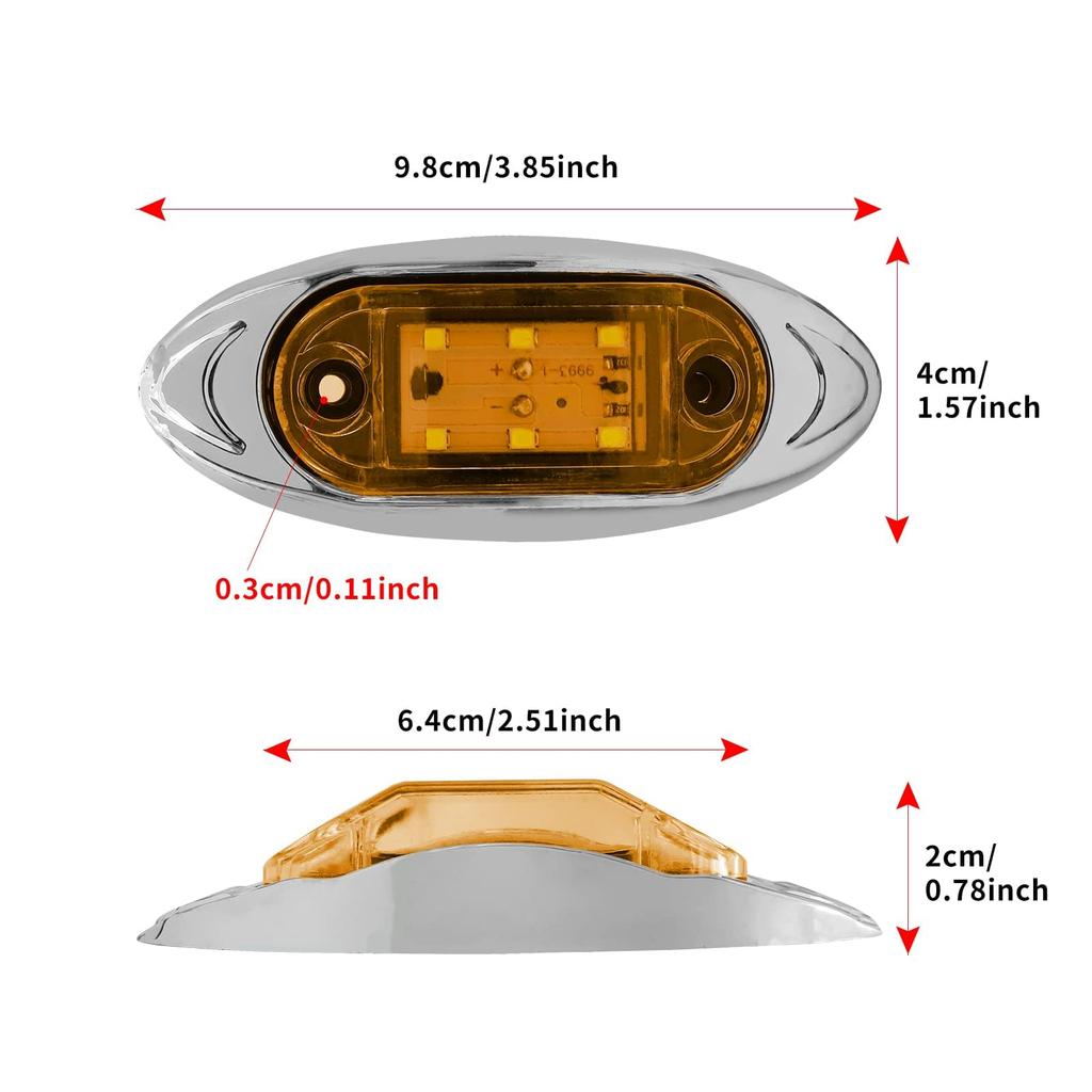 Aoling Marker Lamp Amber LED 24V Truck Marker Lamp IP67 Waterproof Side Marker