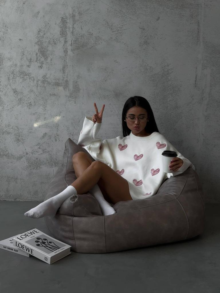 Früher Herbst Lässiger Stil Drapierter Rundhalsausschnitt Langarm Damen Wollpullover Herzfarbe Basisschicht Oberteil Herbst