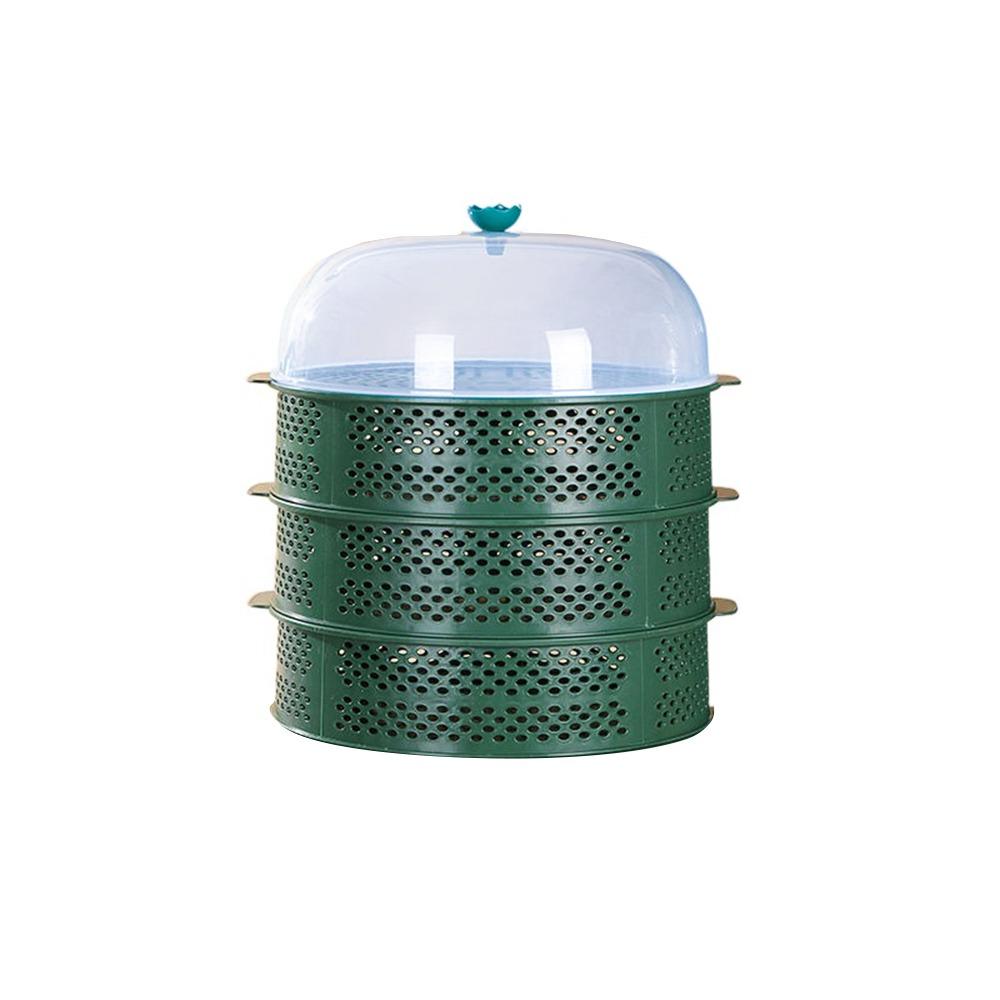 New Multi-layer Food Storage Tray with Lid Kitchen Tool Draining Basket Hollowed-out Plastic Vegetable Cover Household