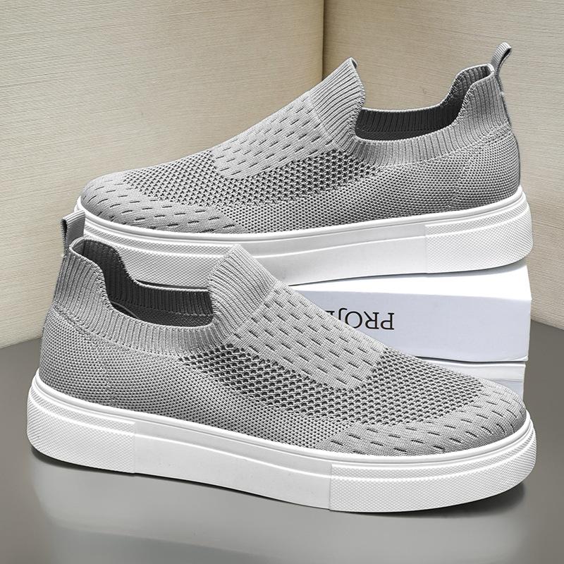 

Мужские летние ультралегкие спортивные кеды на одной педали, дышащие, тонкие, черные, из сетки с плетением «муха» 44