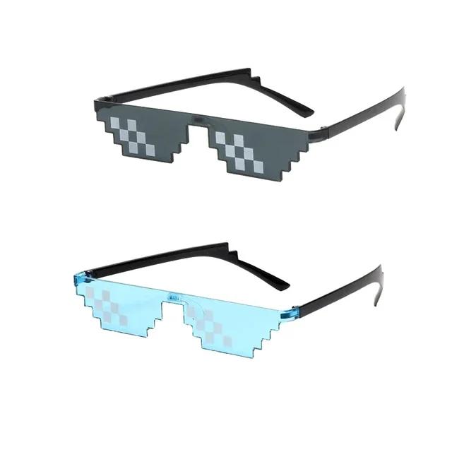 Cool Fashion Unisex Punk Sunglasses Square Individuality Mosaic Sunglasses Code Pixel Glasses for Women Men Amagi