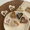 High-End Women's Heart-Shaped Hair Claw - Small Elegant Half-Up Clip for High Ponytails, 2024 Fashion Accessory