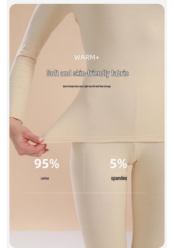 Ensemble d'automne pour femmes en pur coton uni: Couche de base, Pull, Pantalon, Sous-vêtements chauds fins pour filles