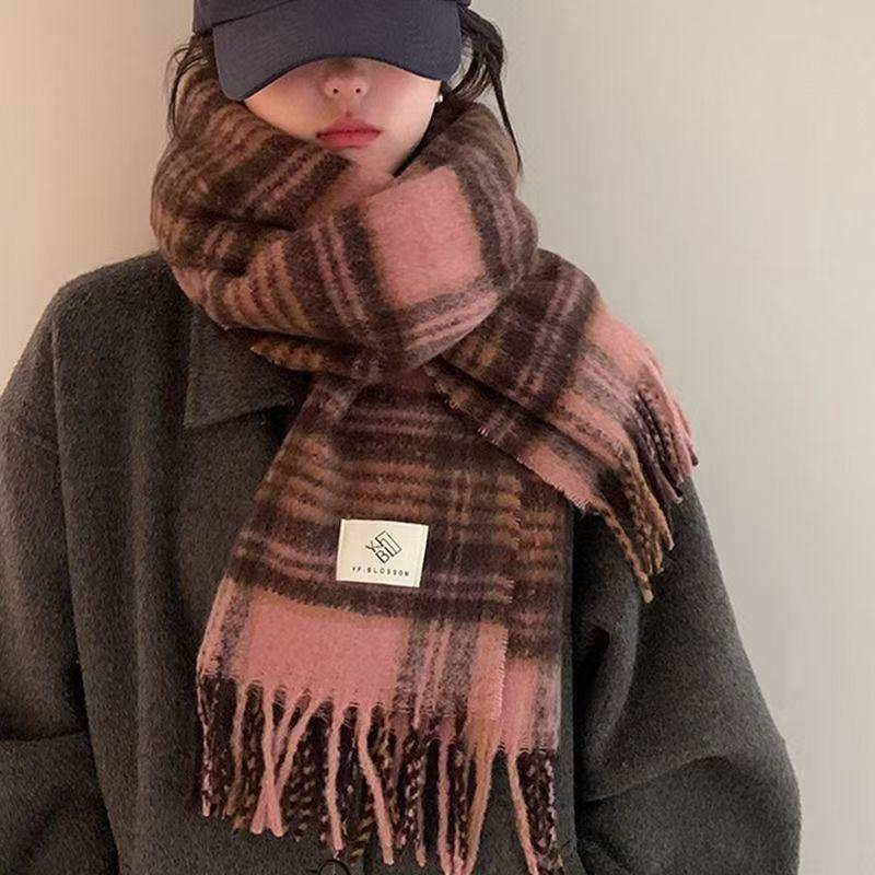 Scarf Men's Winter New Versatile Korean Version Plaid Scarf Women Give Boyfriend Gifts Couple Scarf To Keep Warm