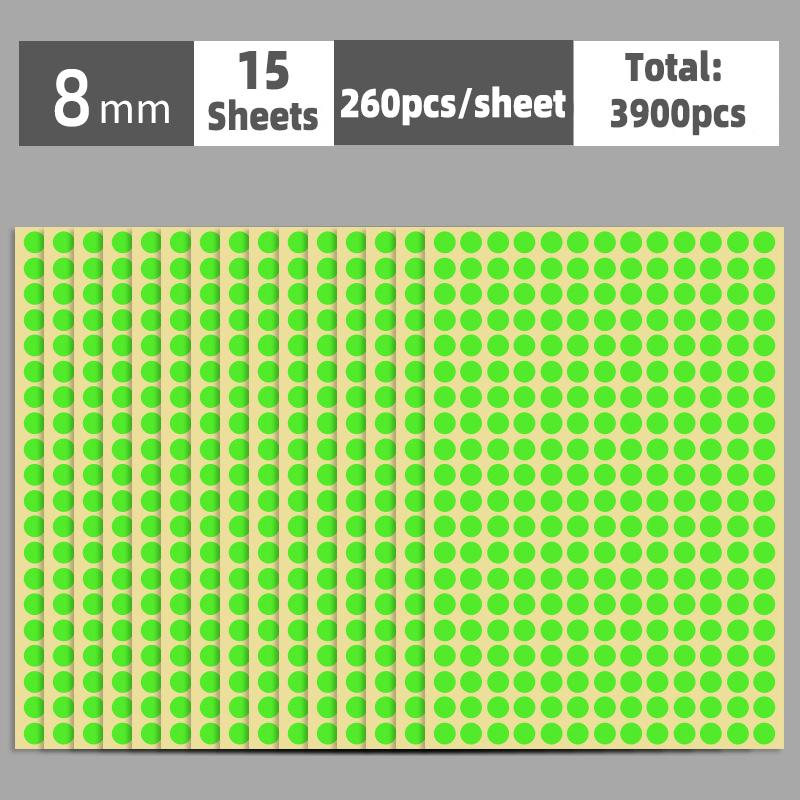 6mm-100mm Self Adhesive Dot Label Stickers 15 Sheets Multi Color and Size Round Stickers for Food Containers/Scrapbook/Packaging