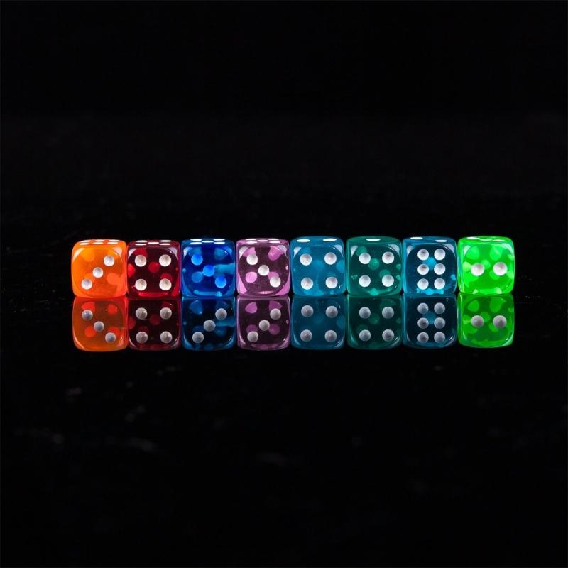 100Pcs Multicolored Dot Dices 14mm Acrylics Dices Set for Table Game Board Game Six Sided Dices with Storage Bag
