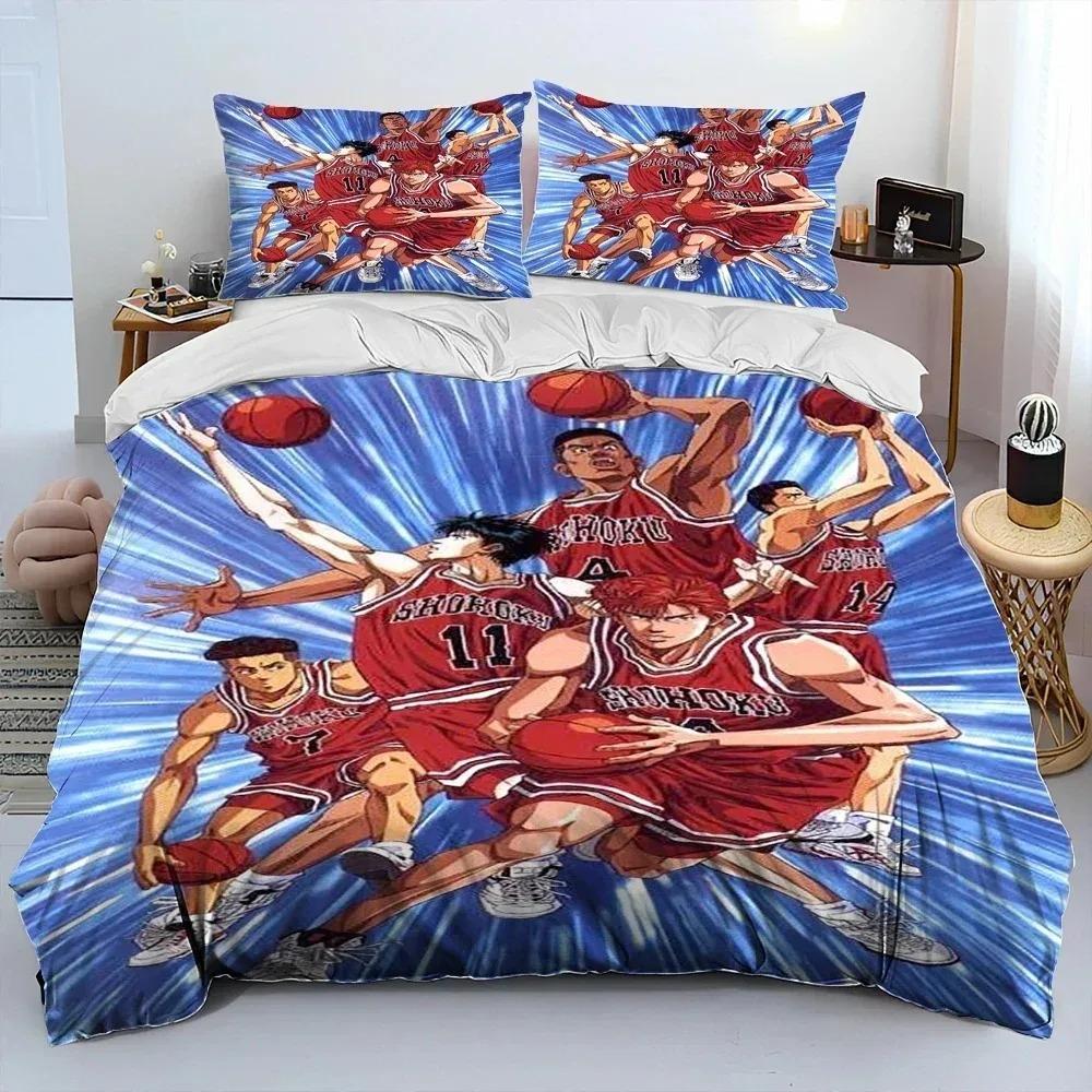 3D Print Anime Slam Dunk Bedding Set Duvet Cover Bed Set Quilt Cover Pillowcase Comforter king Queen Size Boys Adult Bedding Set