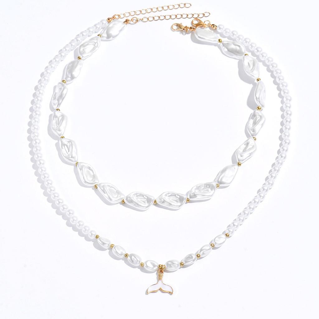 Baroque Artificial Pearl Necklace With Fish Tail Element For Women
