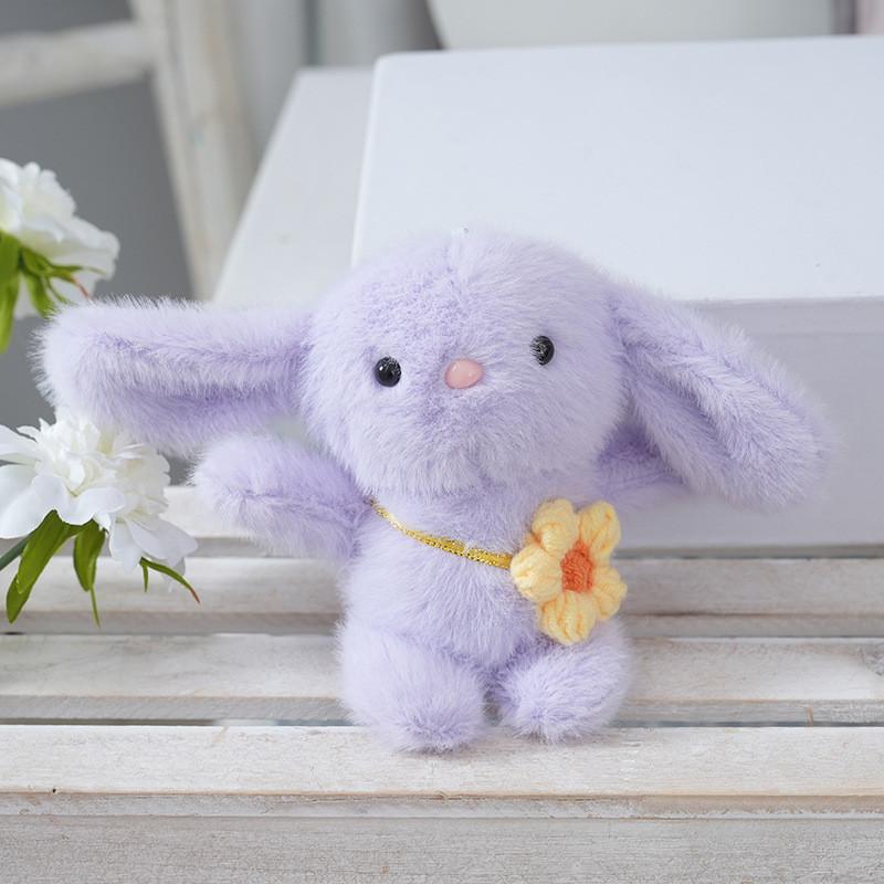 Rabbit Plush Flower Keychain Cartoon Pendant Backpack Decorations Gift Kids