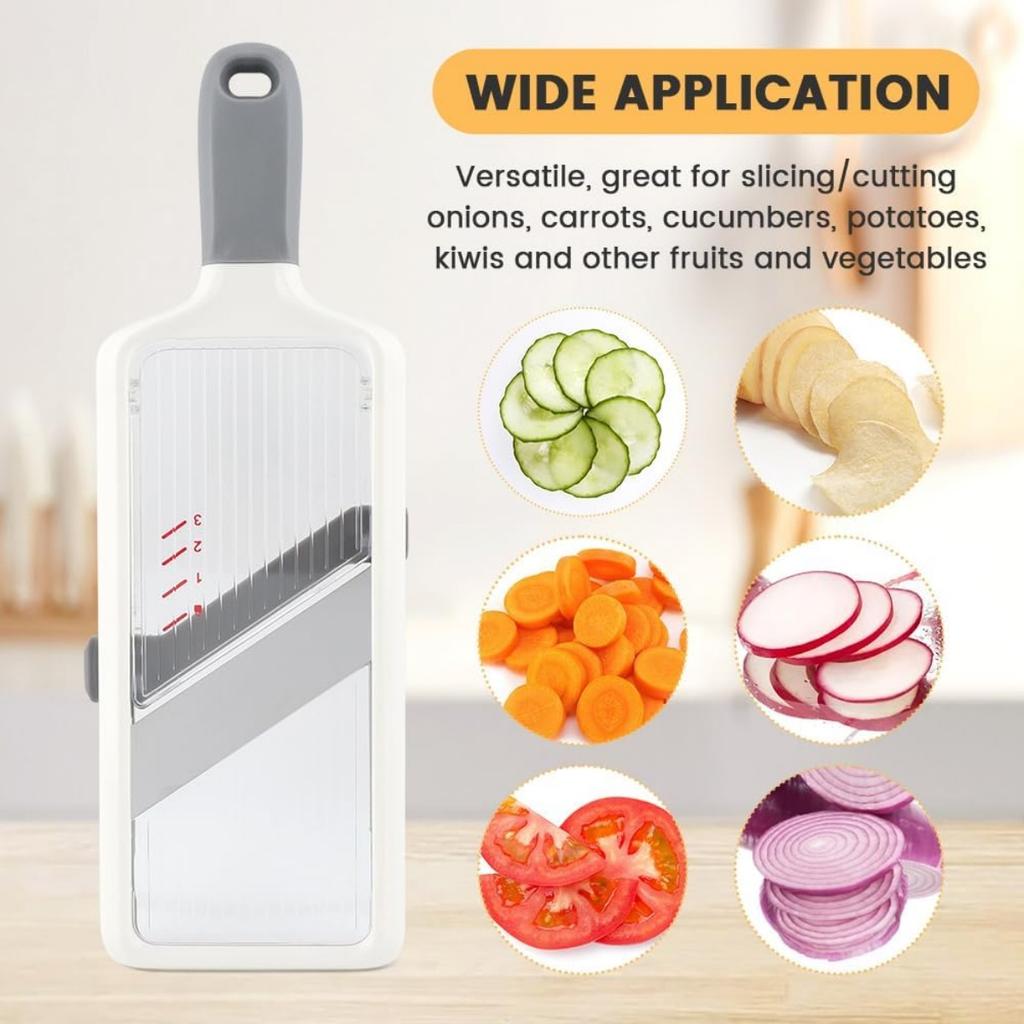 Vegetable Grater Cucumber Slicer - Multi Handheld Mandoline Slicer with Adjustable Stainless Steel Blade - Cheese Grater