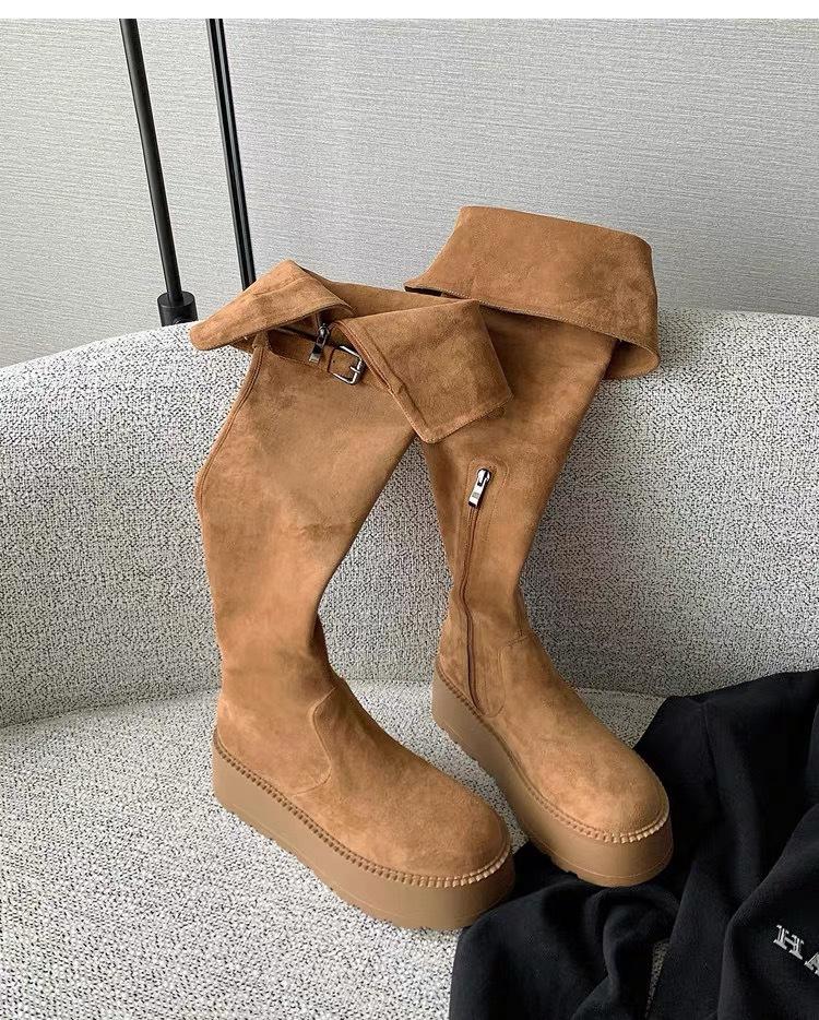 Thick-soled snow boots women's tall cycling boots 2025 new versatile two-wear boots women's small over-the-knee boots