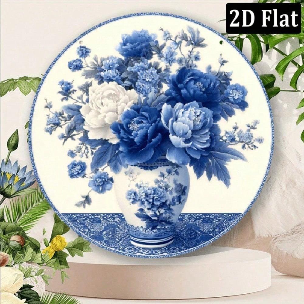 2D Flat Round Metal Sign 8 Inch White Wall Decor for Home Cafe Kitchen Restaurant Apartment Ambiance