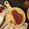 1pc Bamboo Pizza Plate Wooden Handle Long Handle Cutlery Pizza Steak Fruit Bread Bamboo Plate for Home Kitchen