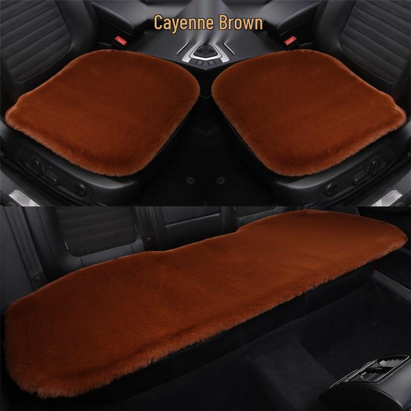 Rabbit Plush Winter Car Seat Cushion - Thick, Warm, No-Backrest, Universal Three-Piece Set