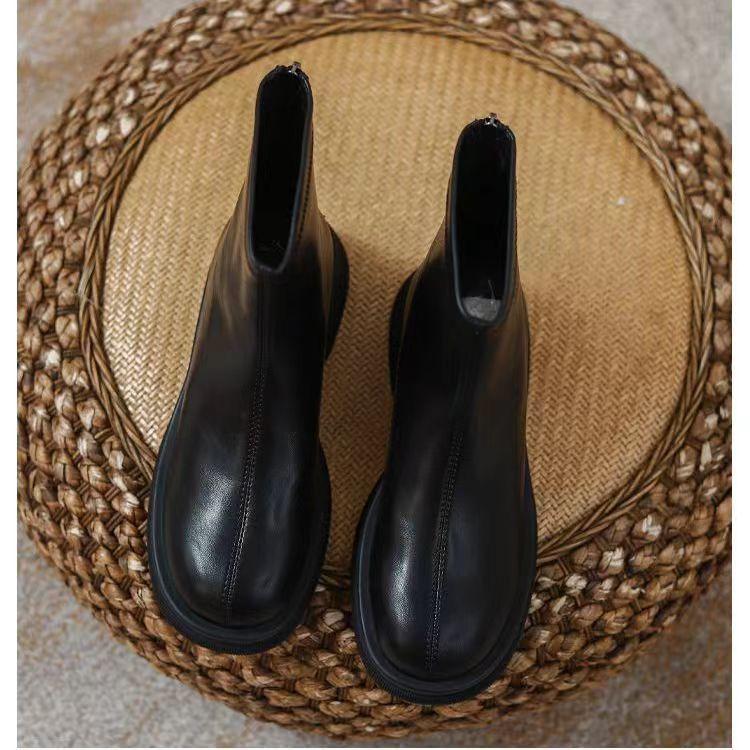 Brown Martin Women's Autumn and Winter New Thick-soled Heightening Thin Chelsea Short Elastic