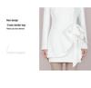 Elegant French Couture Autumn/Winter White Banquet Dress for Women