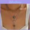 Cross Pendant Necklace For Women With Multi Layer Geometric Design And Zinc Alloy Material