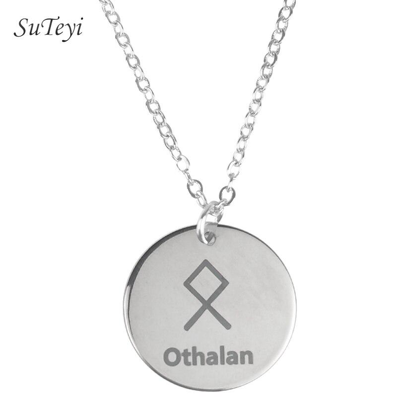 New Style 25 Style Rune Letters Viking Necklaces & Pendants Stainless Steel Material Statement Necklace Women Jewelry