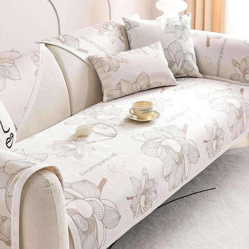 Polštář na pohovku z ledového hedvábí Letní Letní Podložka Jednoduchý Moderní Protiskluzový Potah na pohovku Krycí Látka Nový Polštář