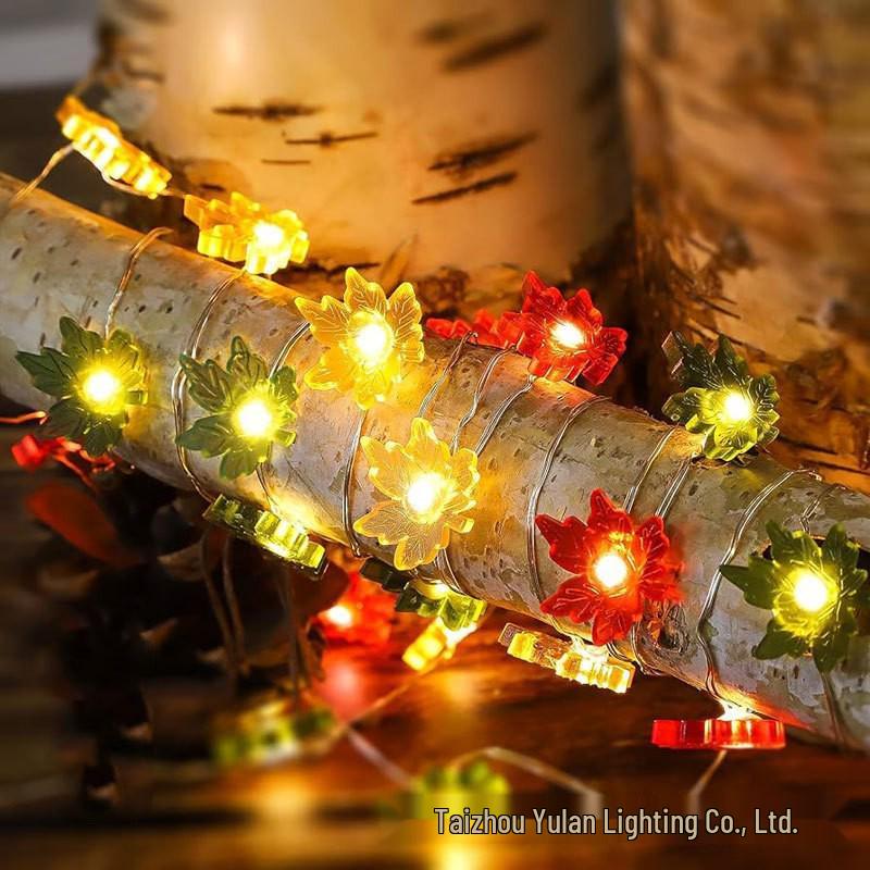 Halloween Pumpkin & Maple Leaf Copper String Lights: Decorative Night Lights for Thanksgiving & Ghost Festival