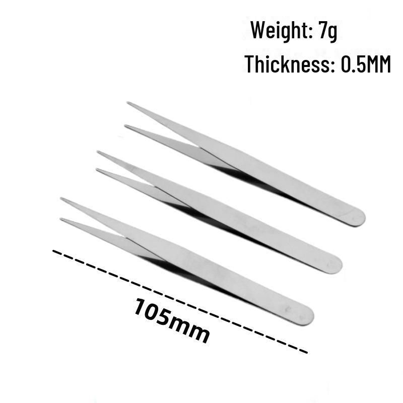 Stainless Steel Thick Elbow Tweezers for Eyelash, Nest, Hair, Gardening, and Telecom Repair