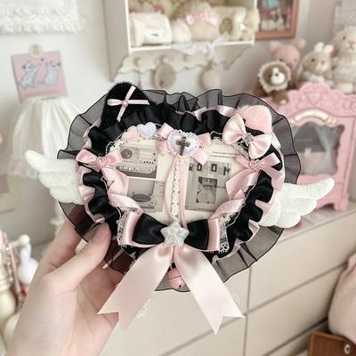 Sweet Angel Wings Badge Stand Card Holder Anime Oshi Photocard Cover Guka Protector Decoration Badge Clip Pin Kit for Ita Bag